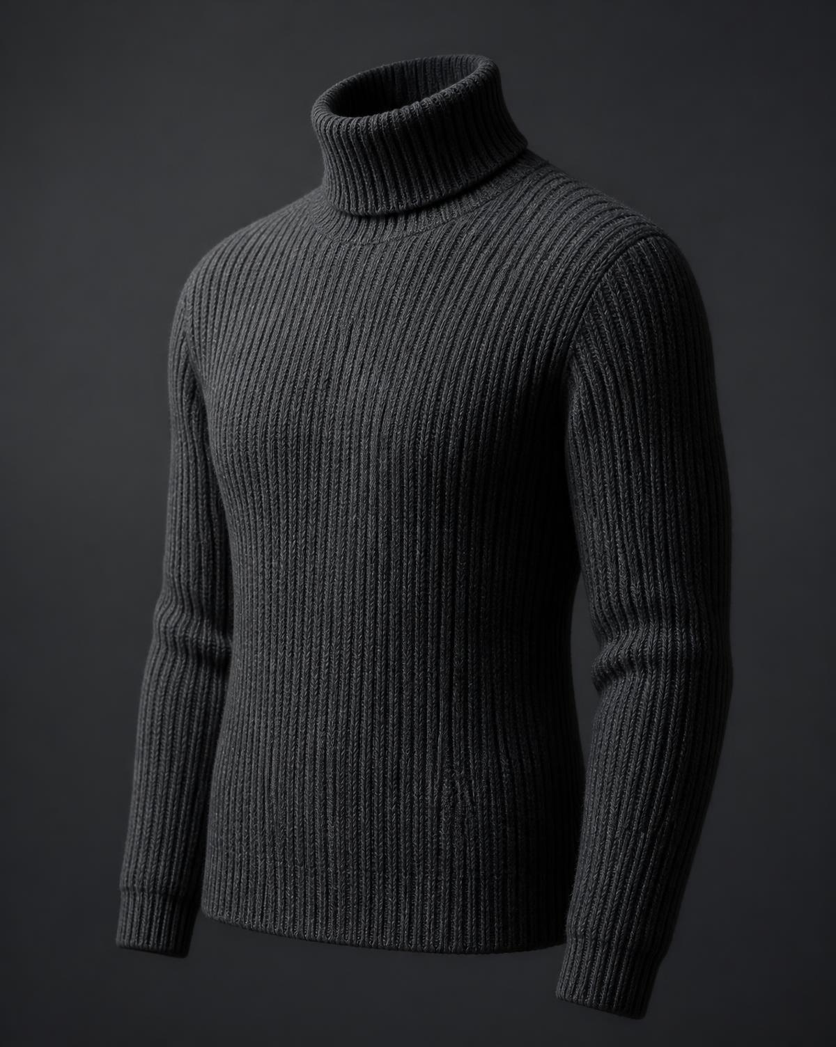 Charcoal ribbed turtleneck