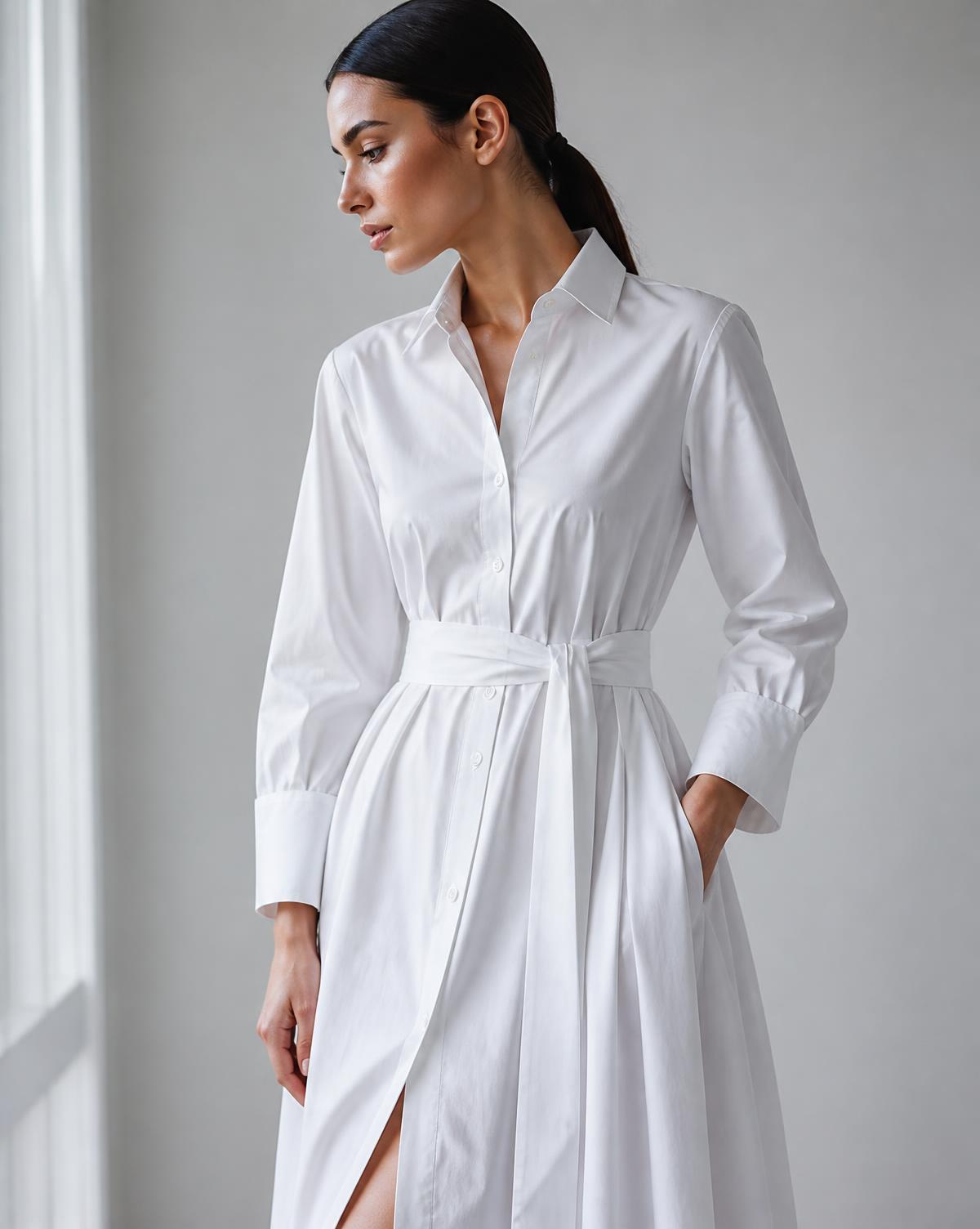 Cotton poplin shirt dress