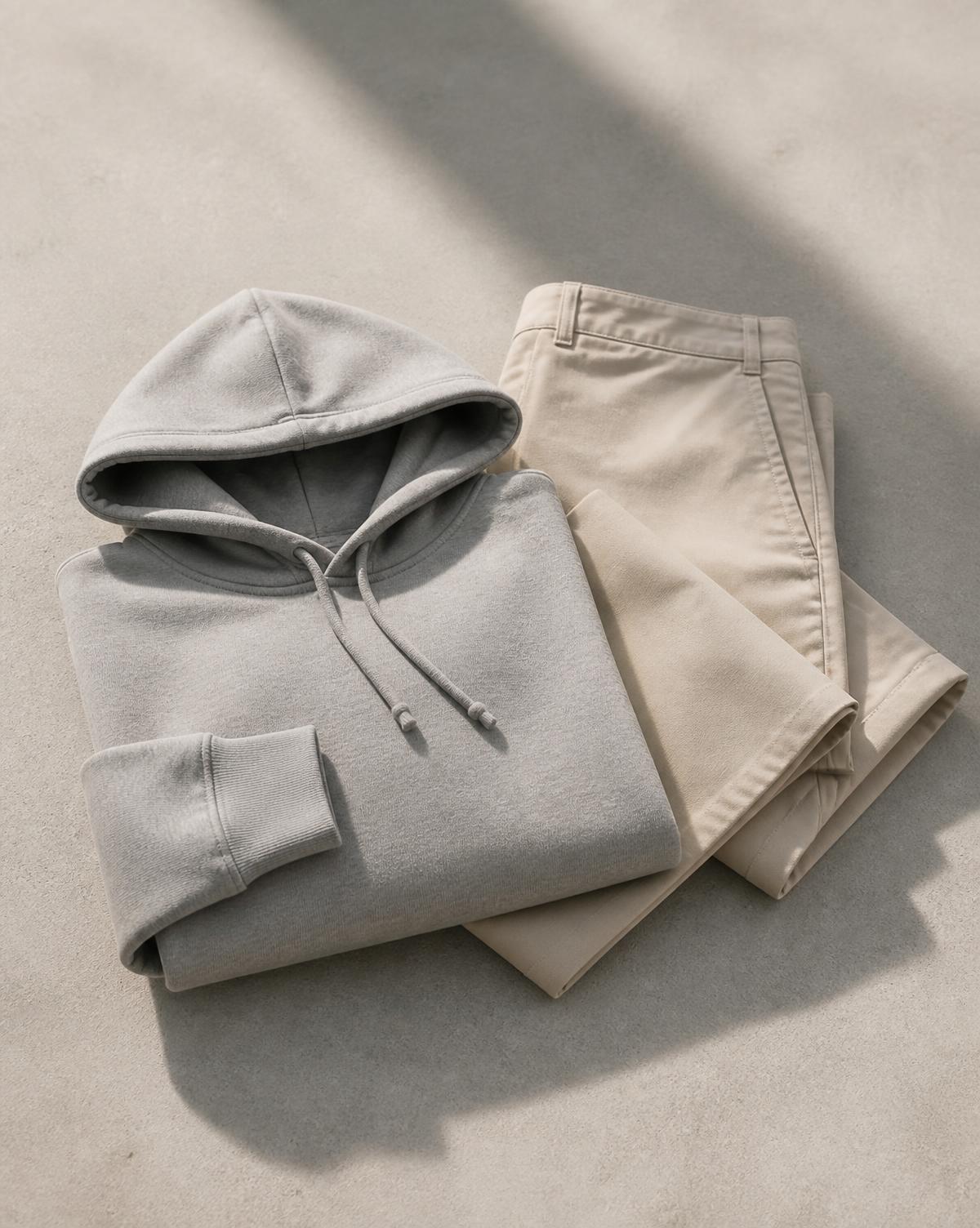 Heavyweight hoodie and chinos