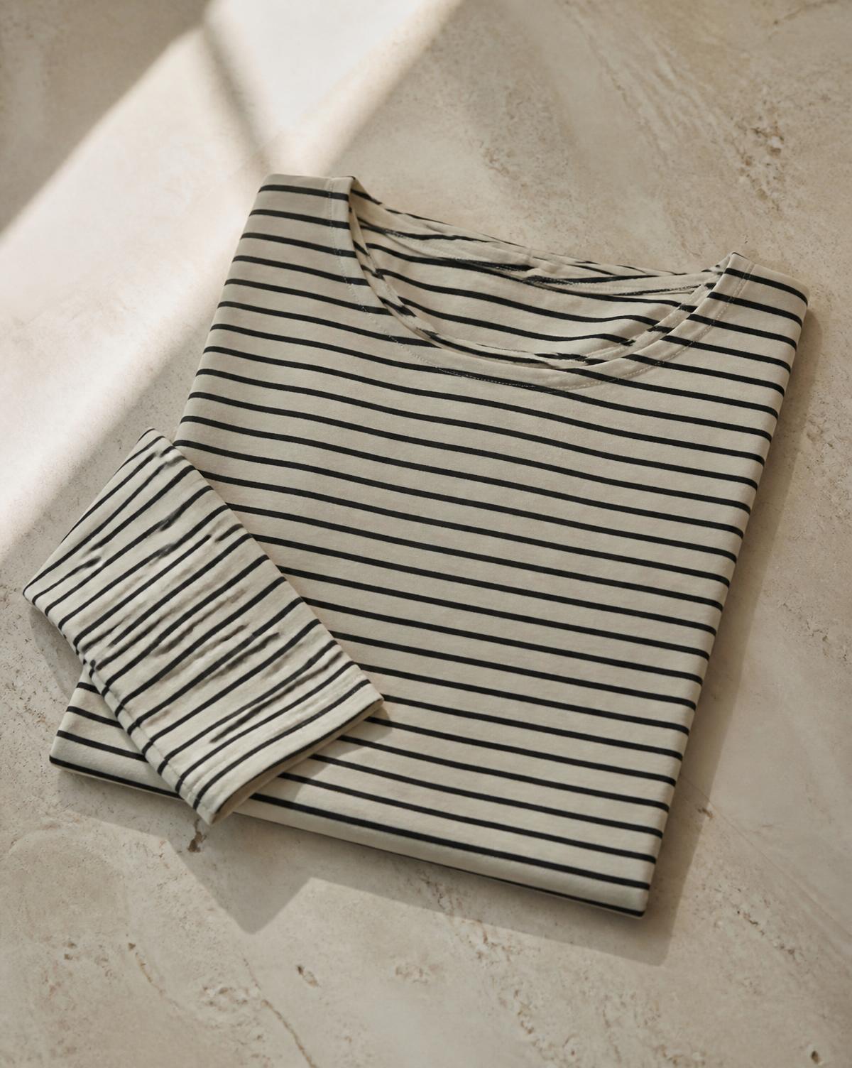 Striped fine-gauge jersey top