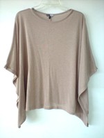 Beige short-sleeved knit top