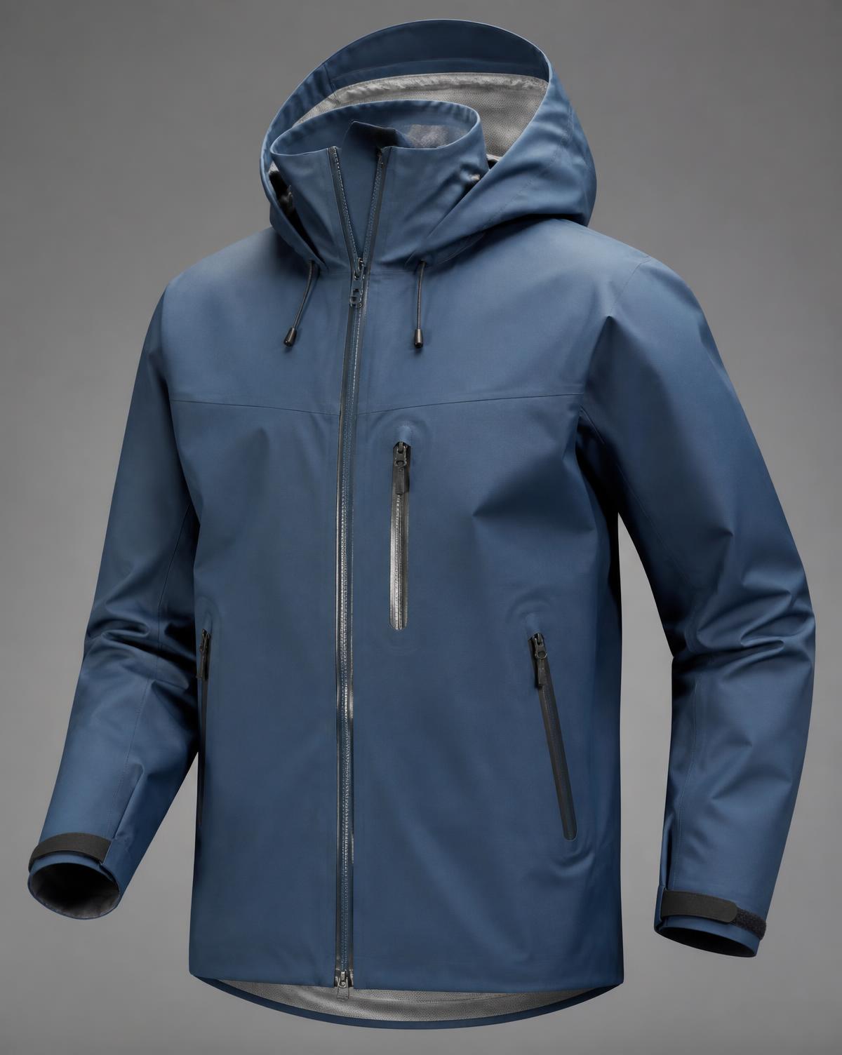 Waterproof shell jacket with sealed seams