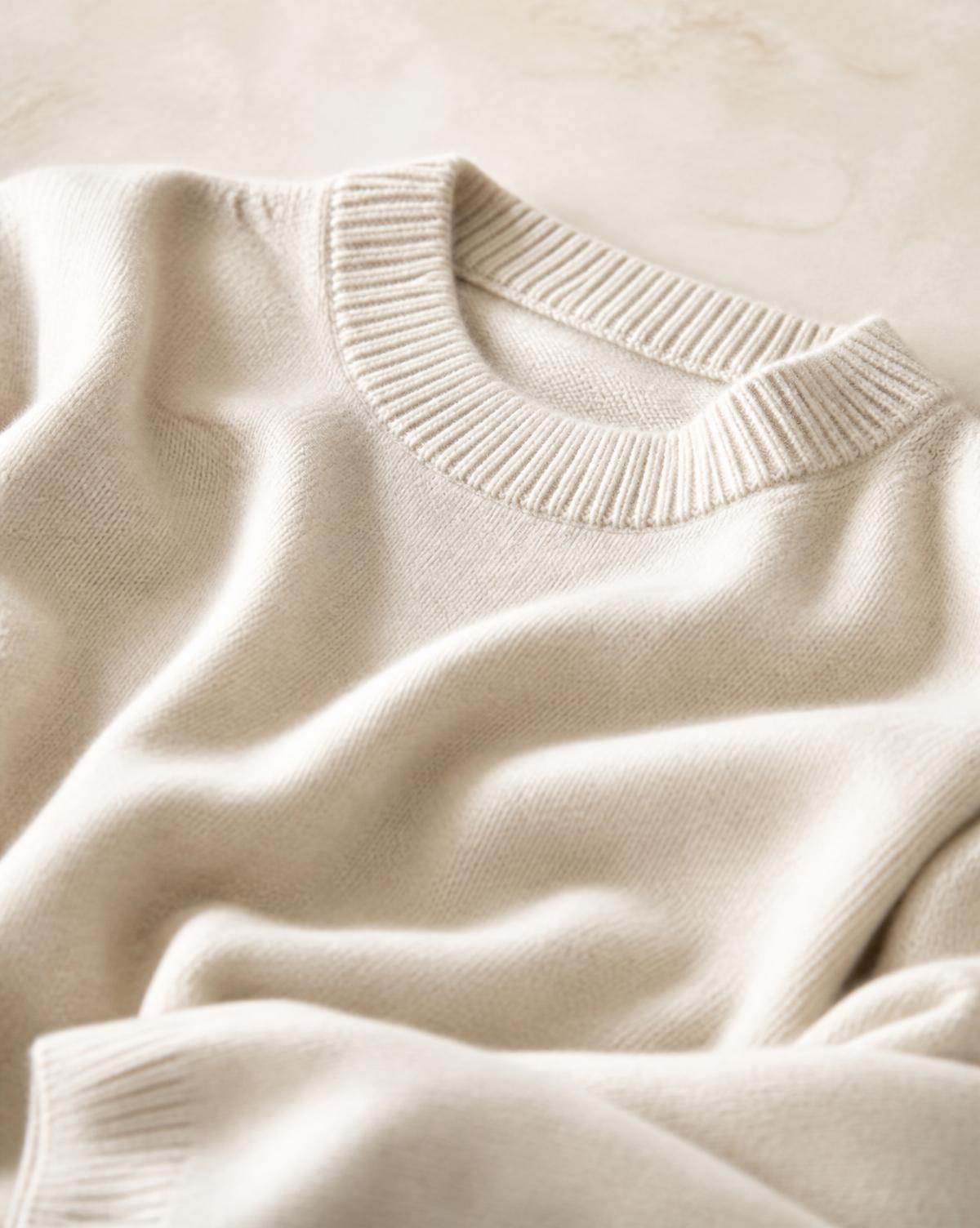 Oatmeal cashmere-blend knit sweater
