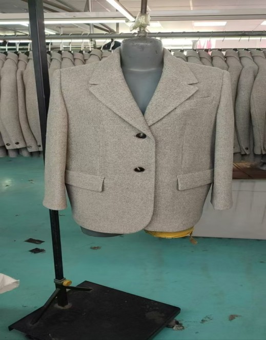 Beige wide-collar coat